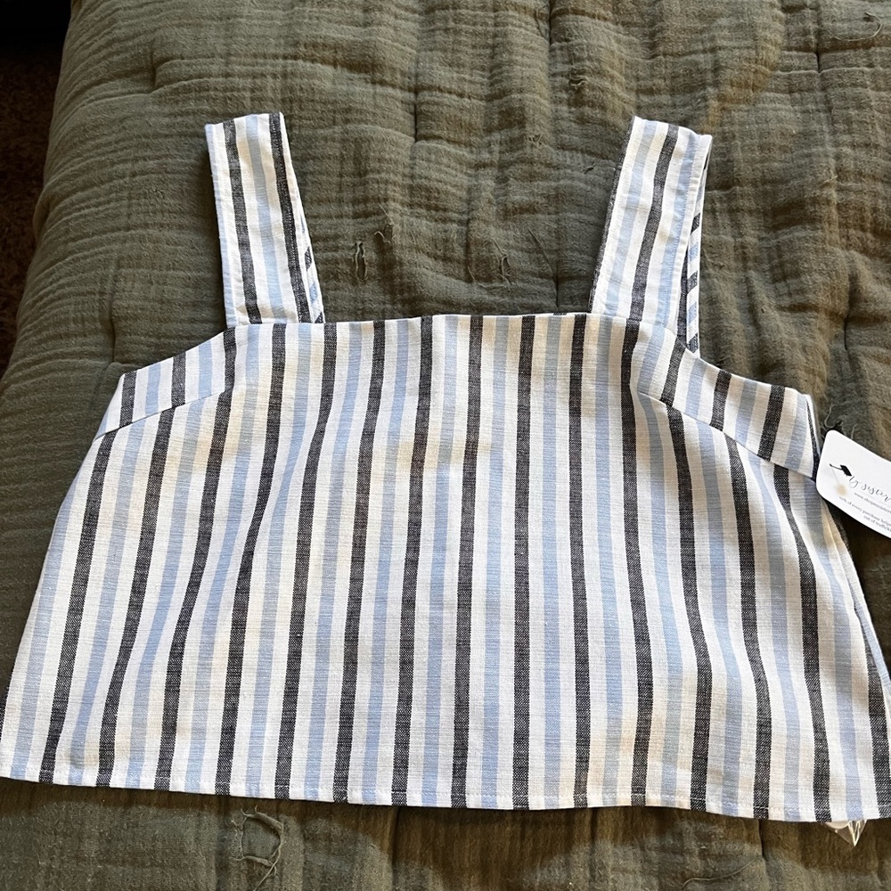 Miou Muse NWT linen striped crop tank medium